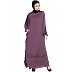Embroidered abaya with Butterfly sleeves- Plum color